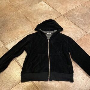 So Nikki Girls Terrycloth Black Zip Up Size Large